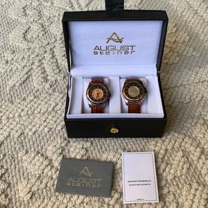 Never run out of time - pair of August Steiner coin watches.